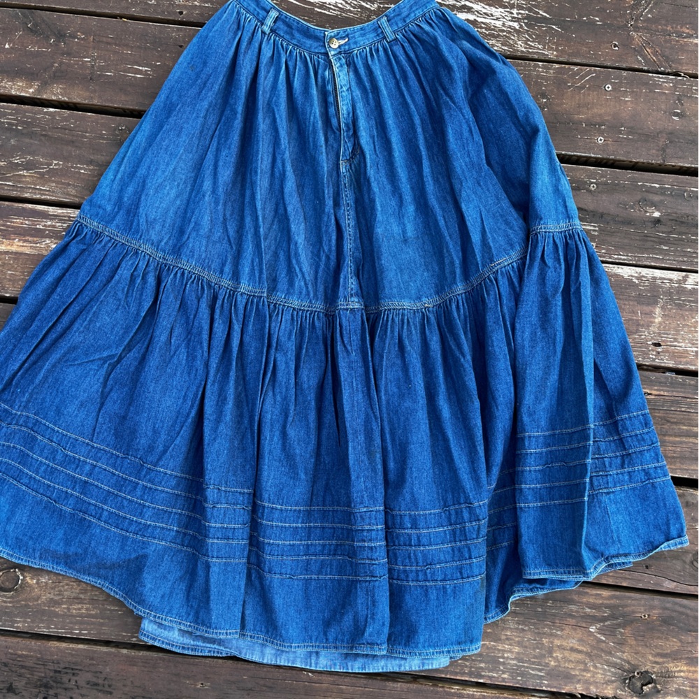 Blue A-Line Denim Skirt